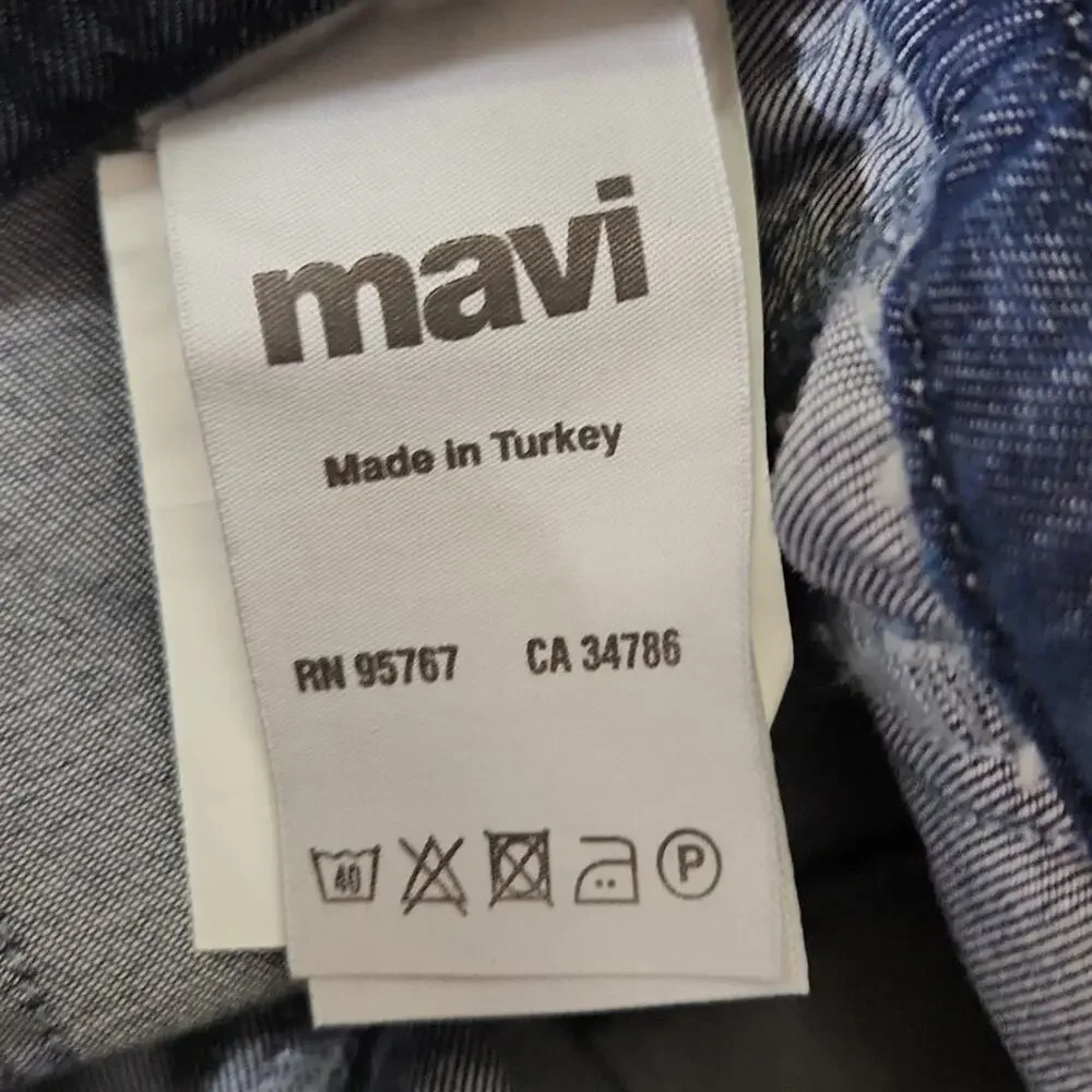 Mavi Women's Krista Rinse‎ Light Denim Romper Size SM Button Down Tie Waist Y2K